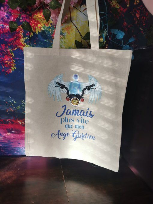 Totebag floqué "Moto et Ange Gardien"