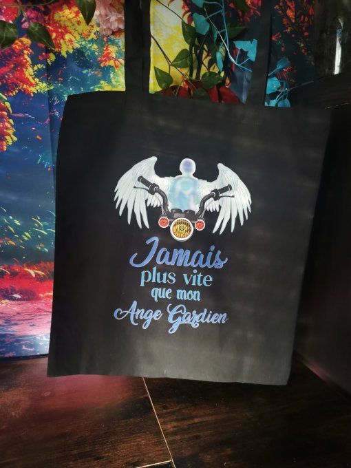 Totebag floqué "Moto et Ange Gardien"